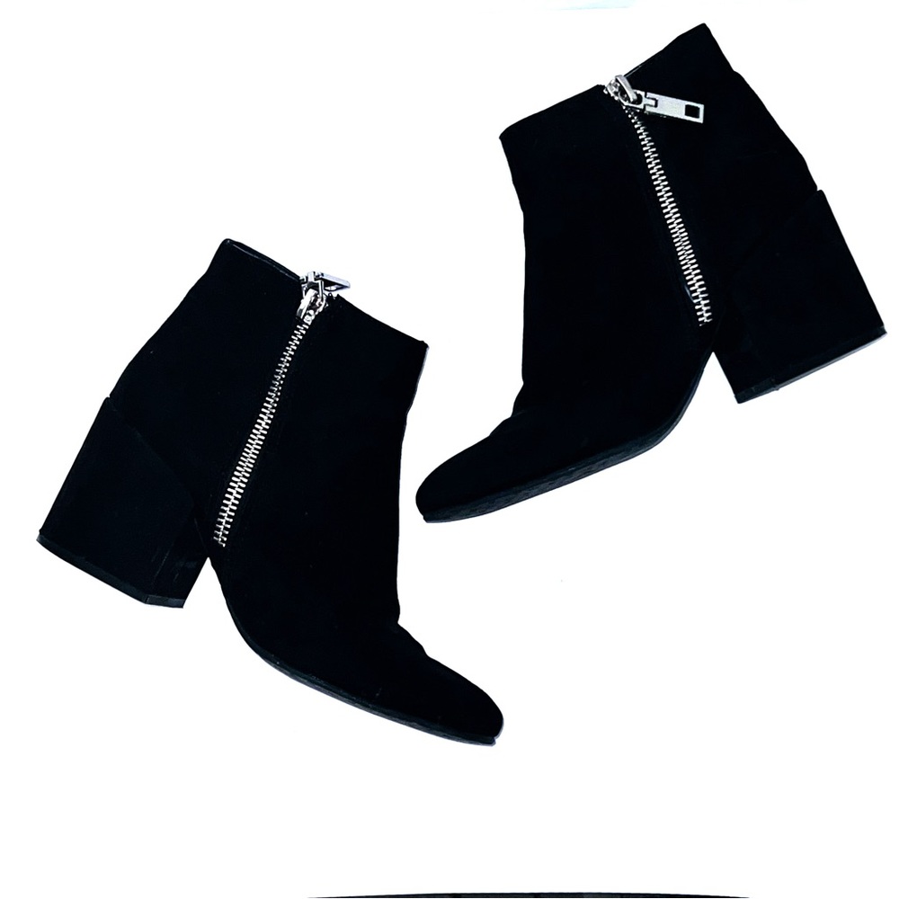 DV Creola Black Ankle Zipper Block Heel Booties - Sz 8.5